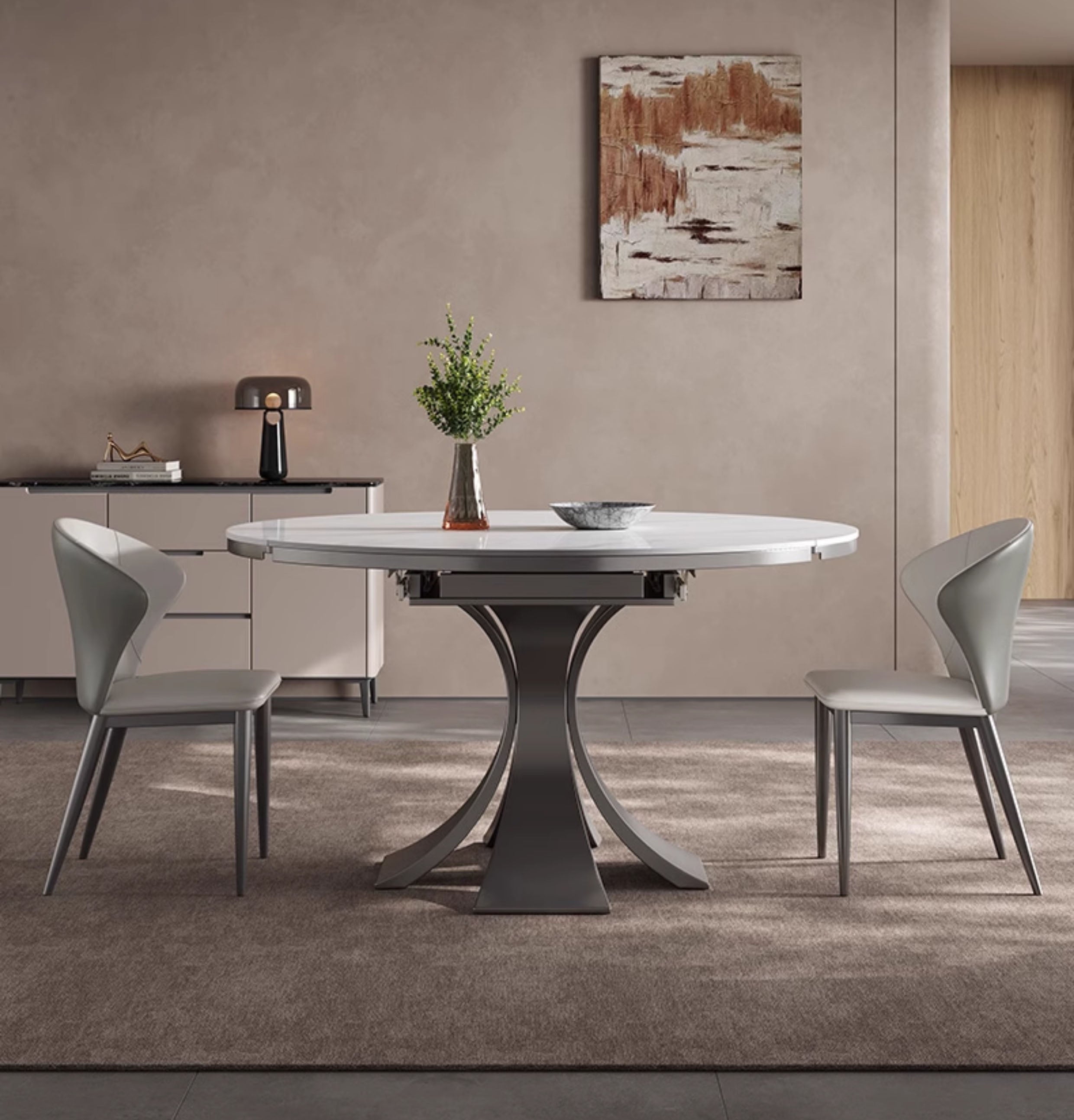 ダイニングテーブル 伸長式丸テーブル 多機能テーブル セラミック