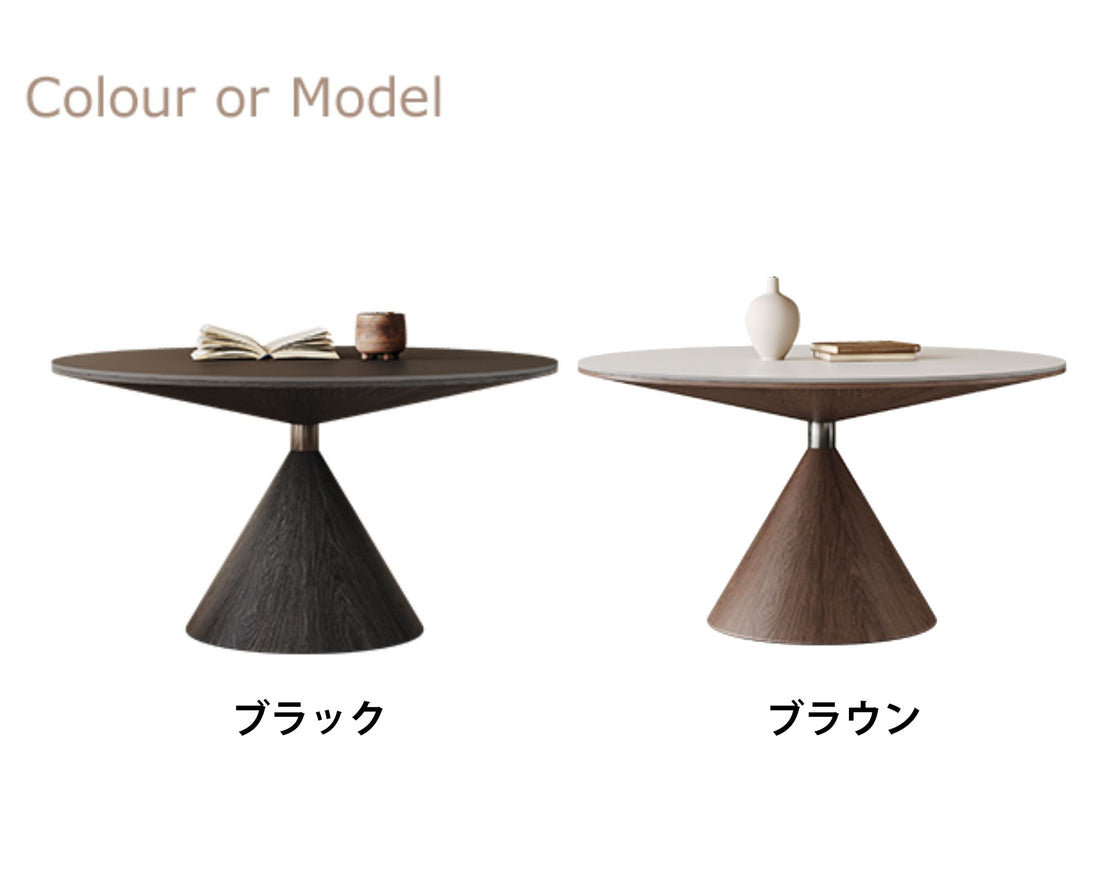 リビングテーブル　ラウンドテーブル　ウォールナット調木製ダイニング丸テーブル単品 先端技術セラミック天板使用　hagst-6224