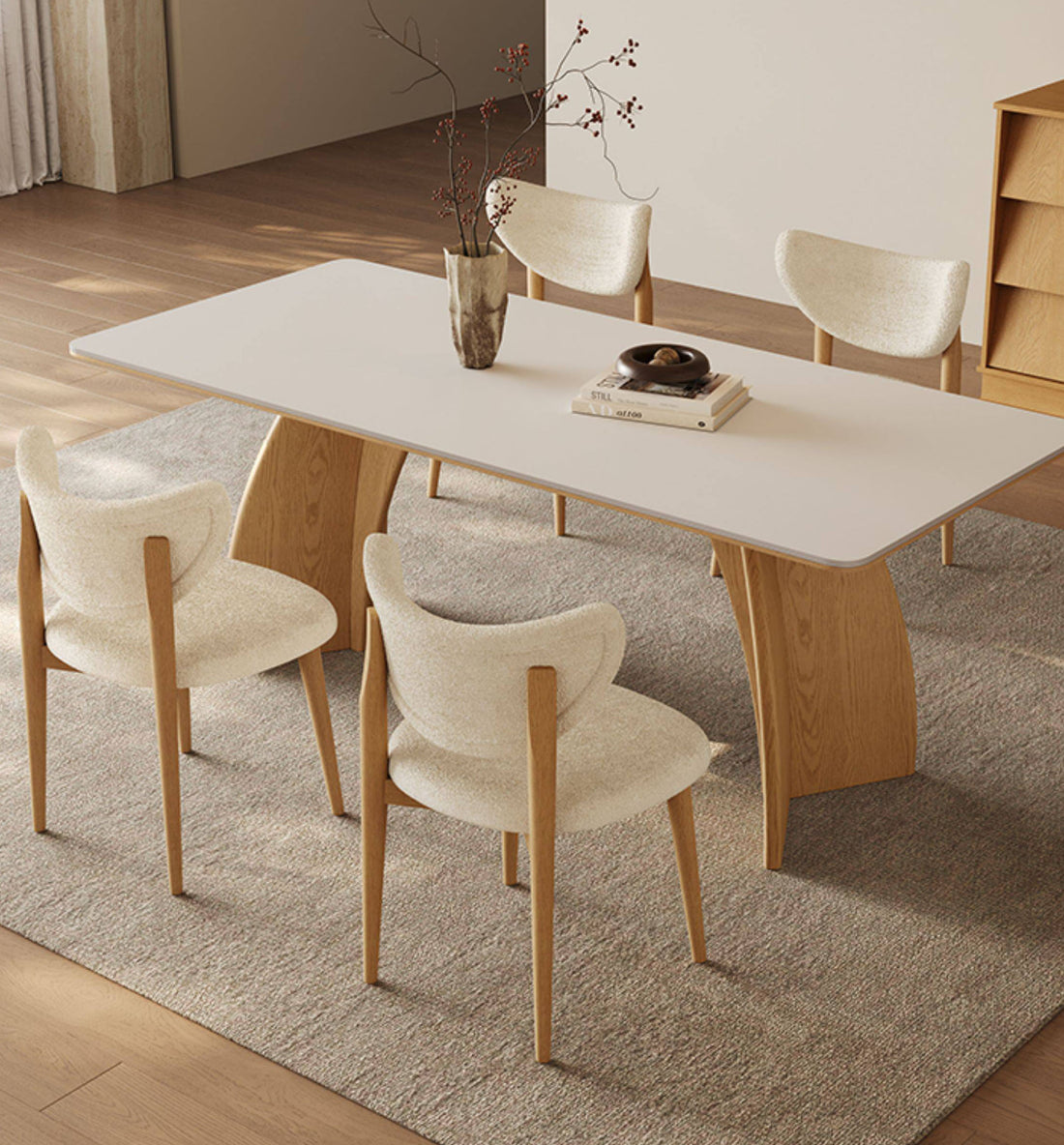 椅子ダイニングチェア　木製  ファブリック  シープボア生地hagst-7355