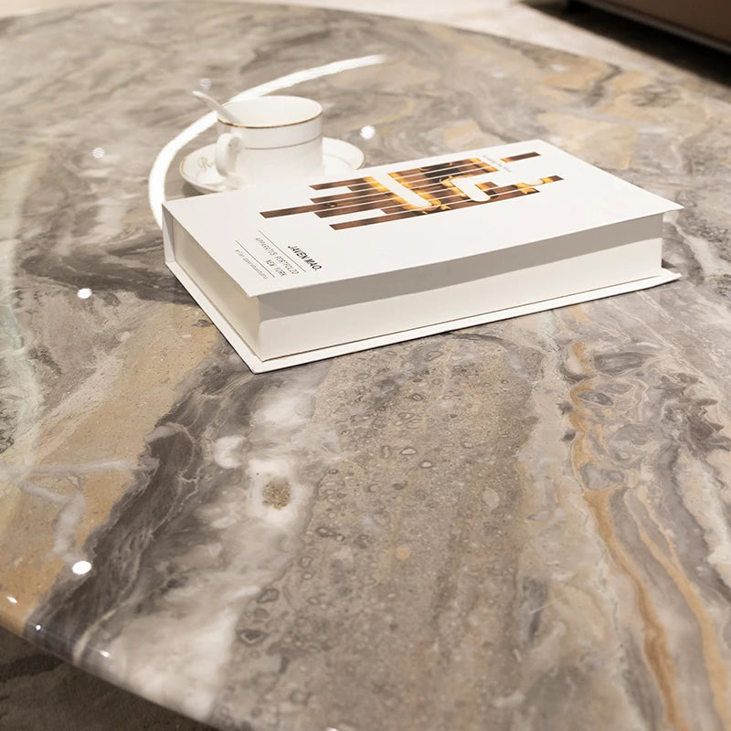 オシャレなセンターテーブル | 大理石とステンレス製の豪華デザイン | リビングルームにぴったり！ hbso-3010