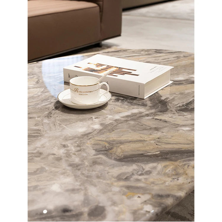 オシャレなセンターテーブル | 大理石とステンレス製の豪華デザイン | リビングルームにぴったり！ hbso-3010