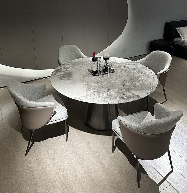 ラグジュアリー天然大理石テーブル | ステンレス脚付き円形丸テーブル