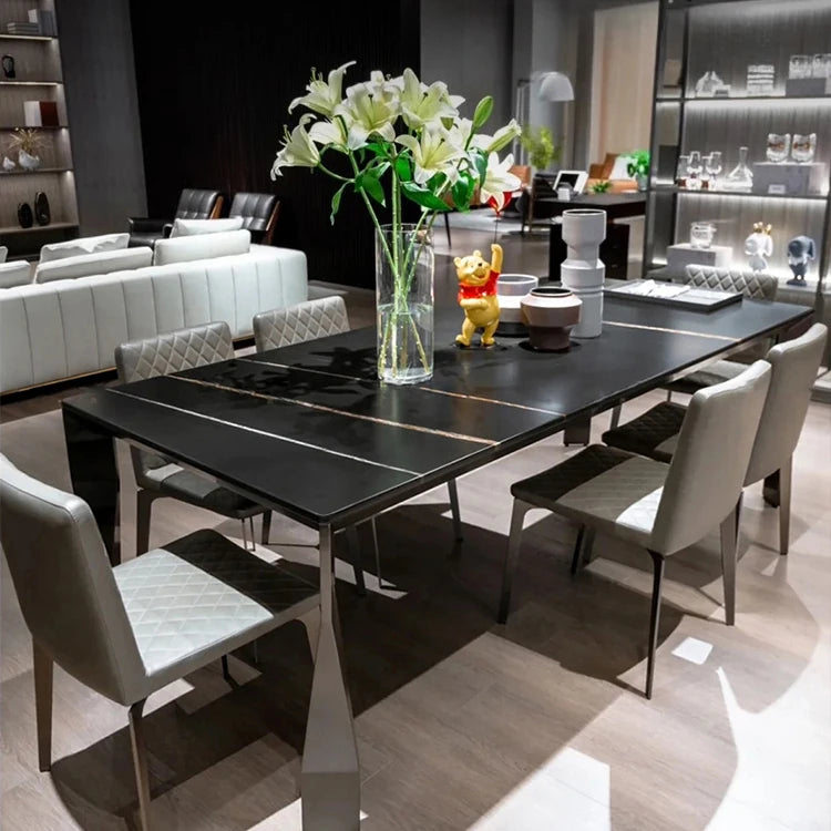 モダンな大理石テーブル｜スタイリッシュなステンレス脚付き｜リビング・ダイニング用 hbso-3013