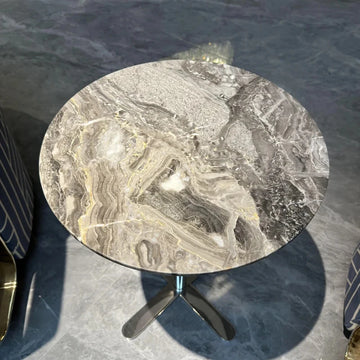 ラグジュアリー大理石センターテーブル - ステンレス脚付き、モダンデザイン、収納に便利な多層板仕様 hbso-3016