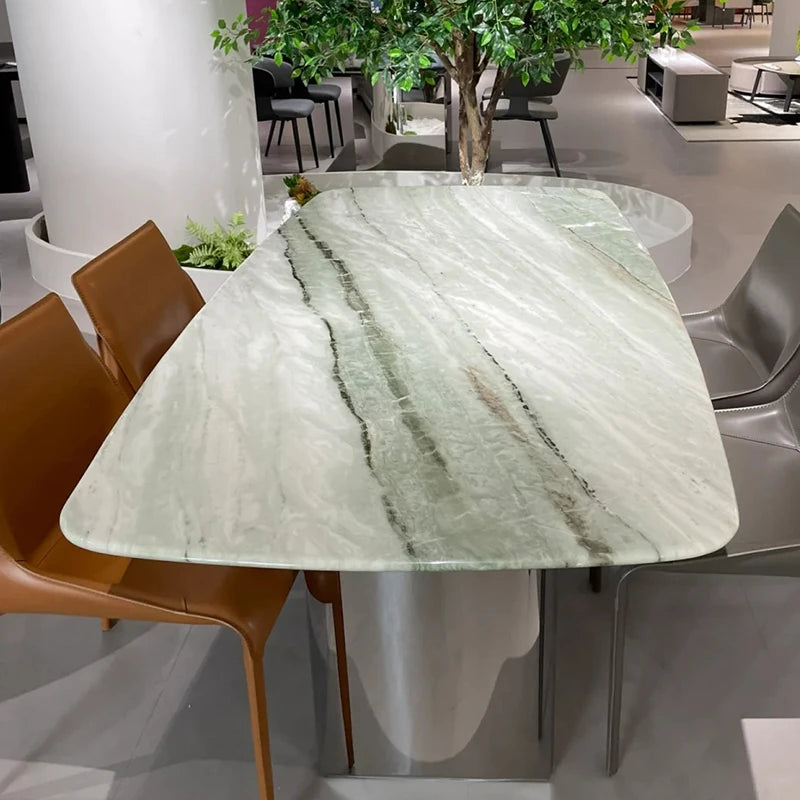 大理石テーブル 高級ステンレス脚 使いやすい多層板デザイン おしゃれなダイニングテーブル hbso-3017