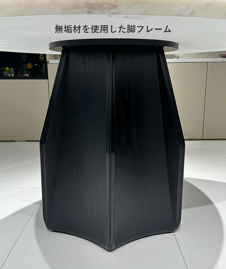 丸テーブル 天然大理石使用 無垢材脚 幅100〜150cm（5サイズ） テーブル単品 hthjj-7945