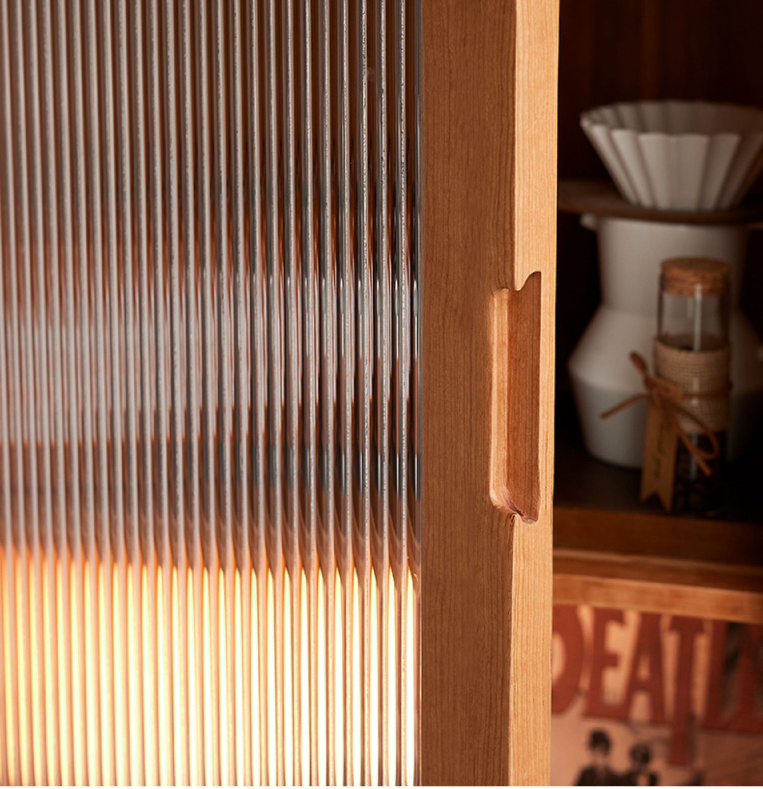 チェリー無垢材 収納ボード リビングキッチンシェルフ棚キャビネット