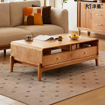 リビング　ローテーブル　コーヒーテーブル　収納ボード引き出し付き　抜群の収納力　hcm-005