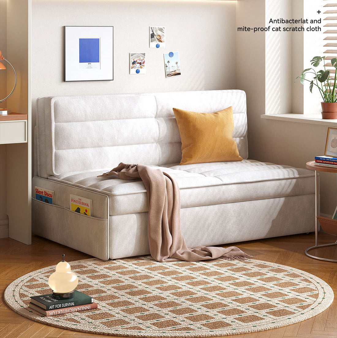 3WAYソファ+ベッド+カウチーソファ　収納スペース付き　hemw-002