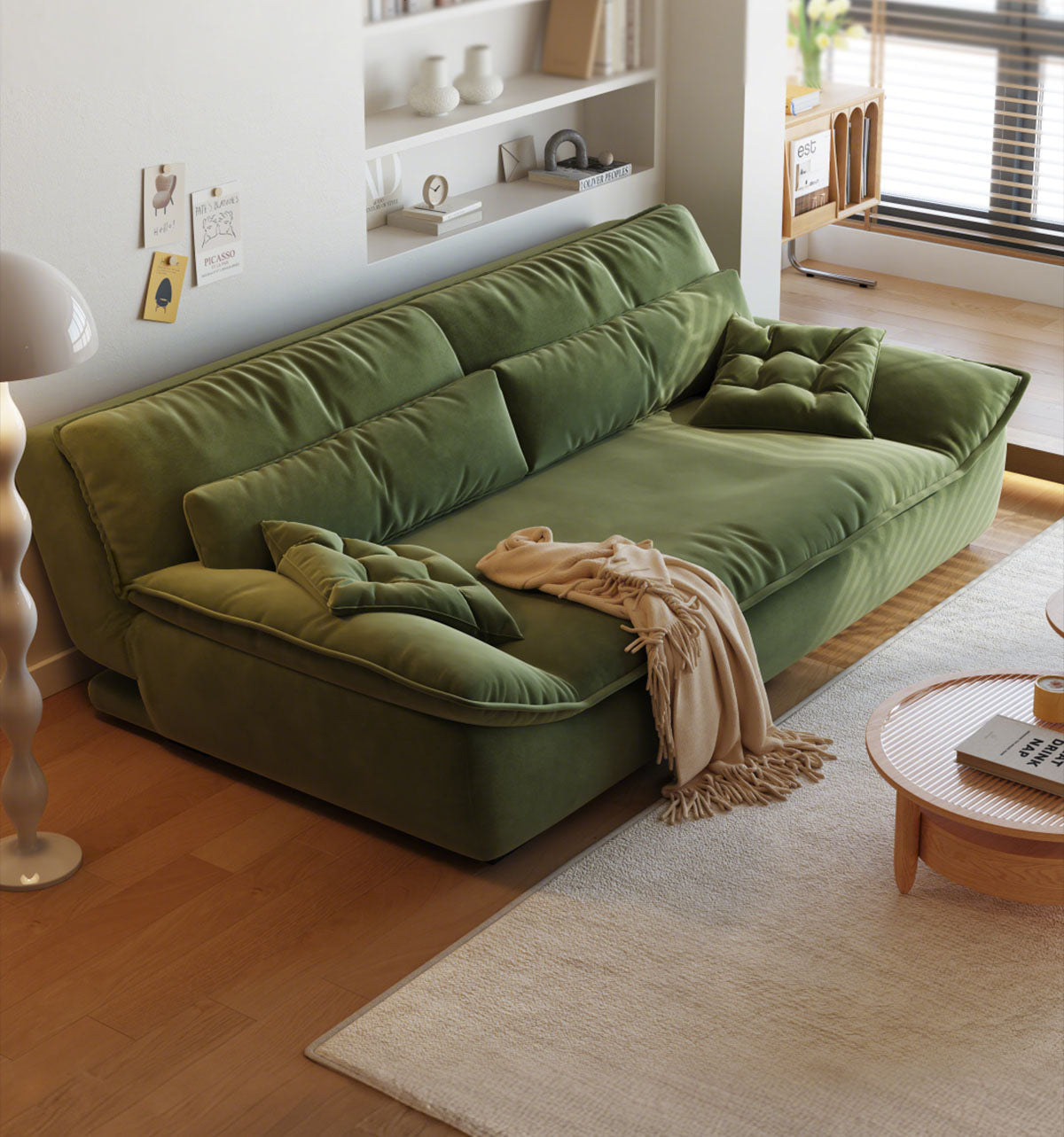 ソファベッド 折りたたみ 3WAY ベルベット生地  hemw-5415