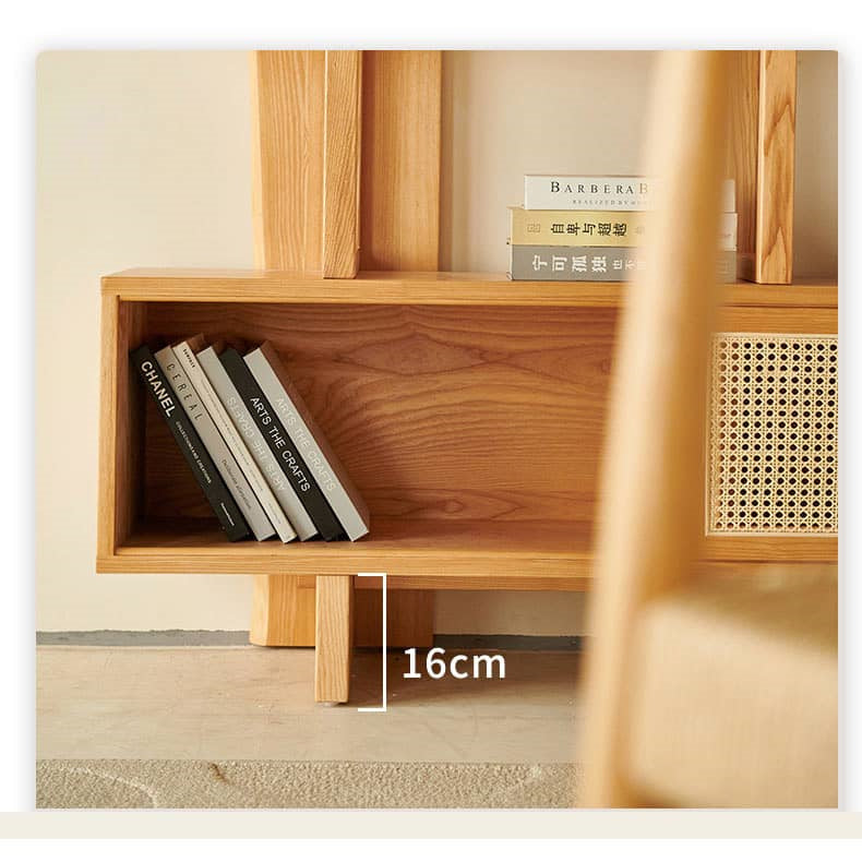 キャビネット アッシュ材使用 ラタン扉 幅160cm hjhms-1049