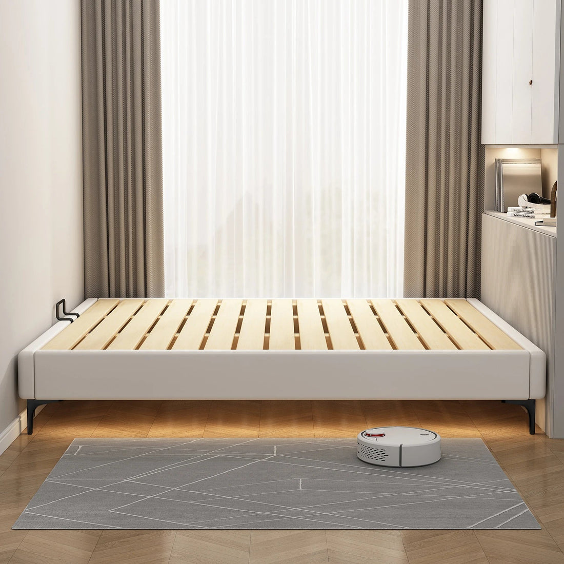 パイン材使用のモダンデザインベッド｜シンプルで洗練されたインテリアに最適！ hlyj-3140