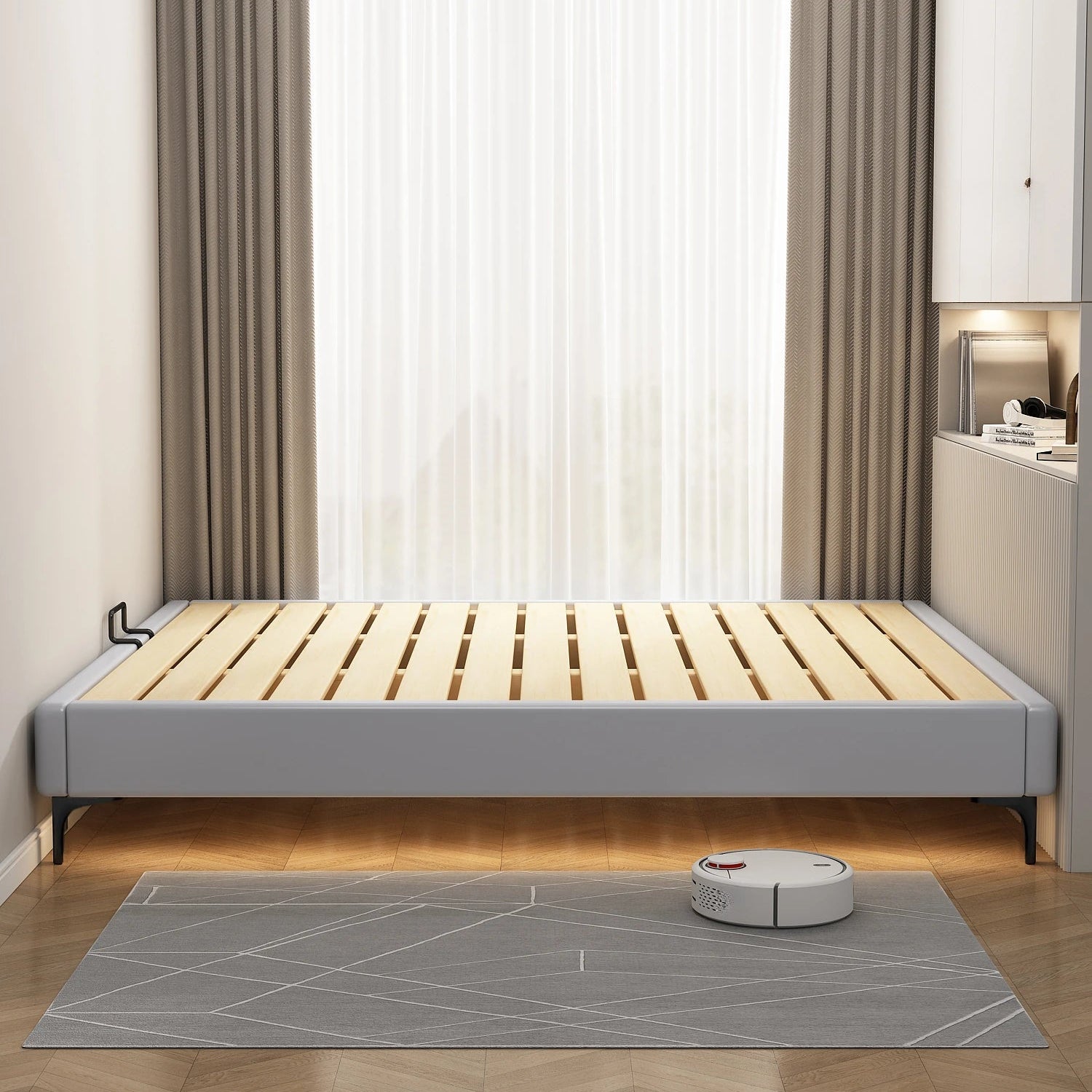 パイン材使用のモダンデザインベッド｜シンプルで洗練されたインテリアに最適！ hlyj-3140