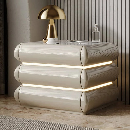 多機能　ナイトテーブル セラミック+LEDランプ付き  hmq-1934