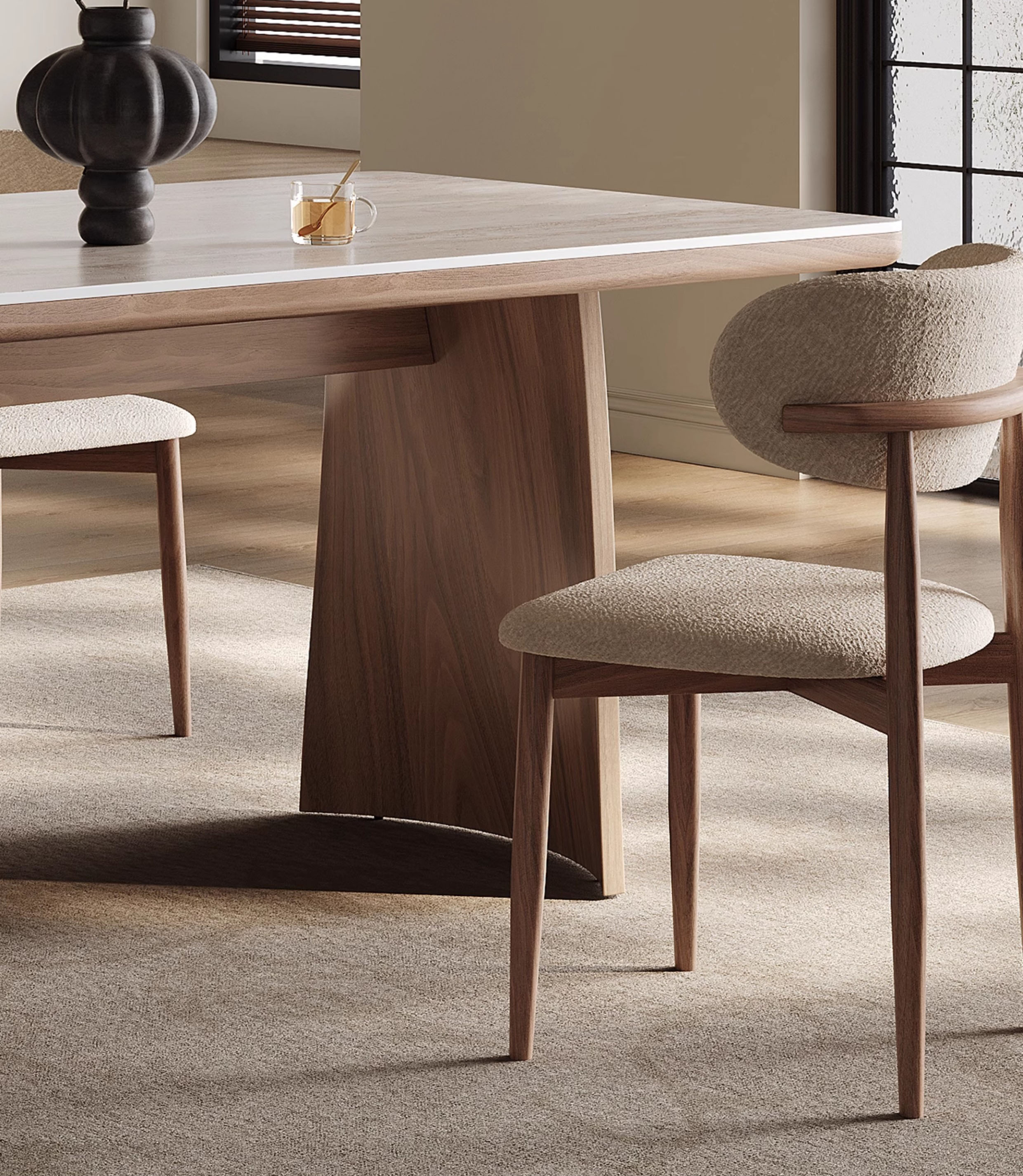 ダイニングテーブル リビングテーブル ベージュ セラミック天板＆多層