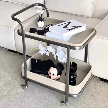 ステンレス製合成皮革センターテーブル｜おしゃれで機能的なリビング家具｜モダンデザインのキャスターテーブル hqy-5201