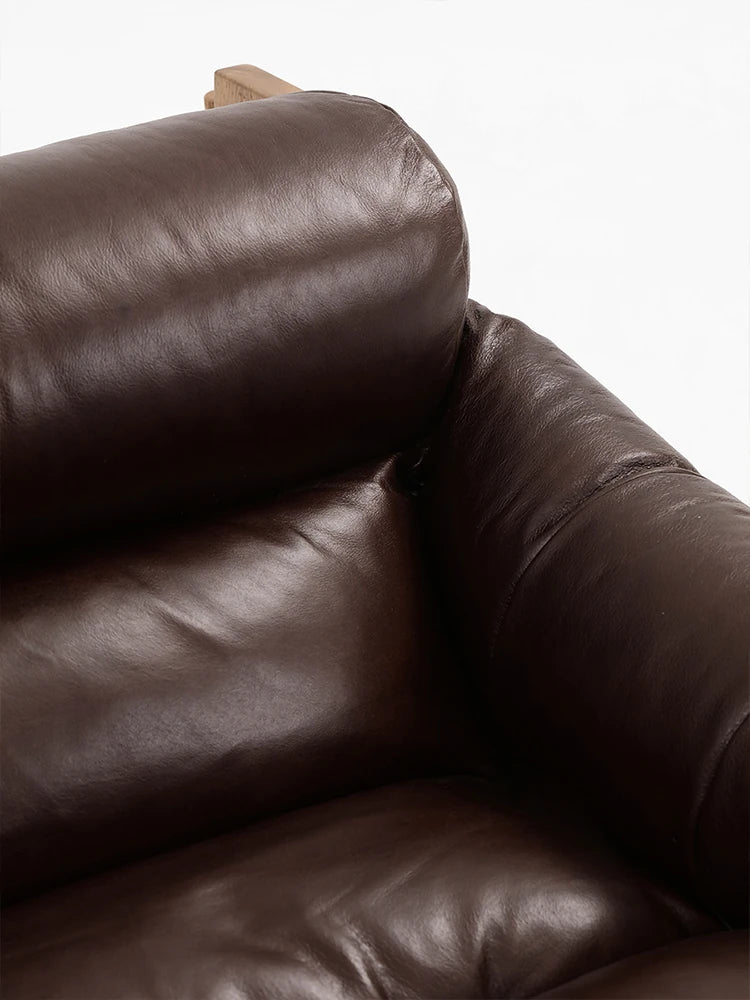 アッシュ材使用 本革＆合成皮革ソファー ダウン＆シリコンフィルの快適なリラックスチェア hsms-4931