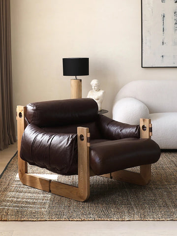 アッシュ材使用 本革＆合成皮革ソファー ダウン＆シリコンフィルの快適なリラックスチェア hsms-4931