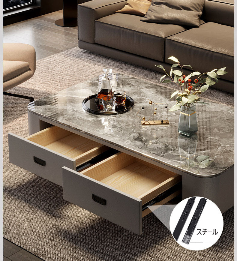 センターテーブル 強化ガラス天板 合皮フレーム hsq-3497