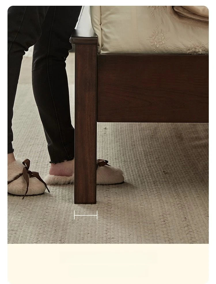 無垢材とスギ材使用のスタイリッシュベッド - あなたの寝室にぴったりのクラシックデザイン hsxz-2158