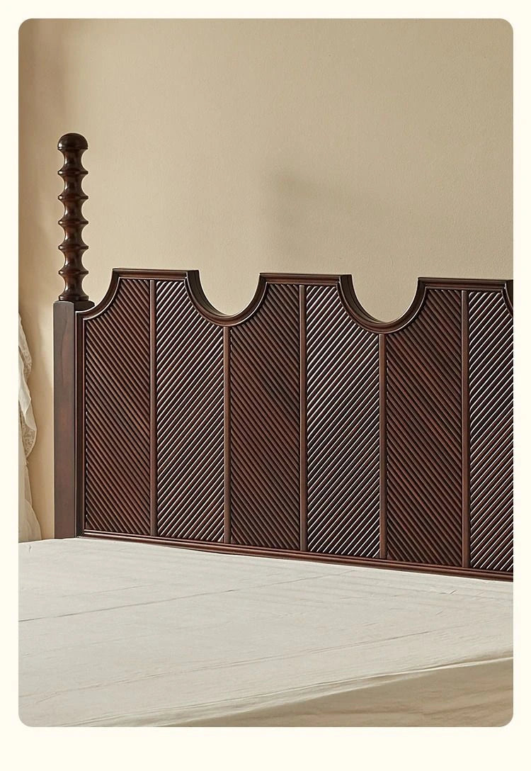 無垢材とスギ材使用のスタイリッシュベッド - あなたの寝室にぴったりのクラシックデザイン hsxz-2158