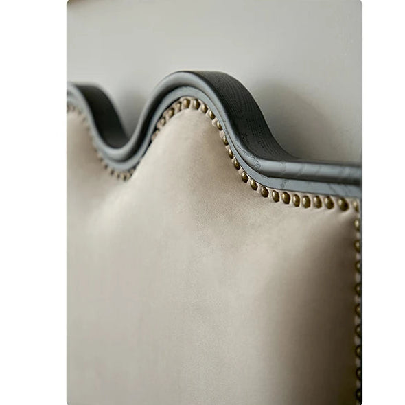 レッドオーク無垢材使用！エレガントなデザインの多層板ベッド - スエード仕上げで快適な睡眠空間を演出！ hsxz-2162