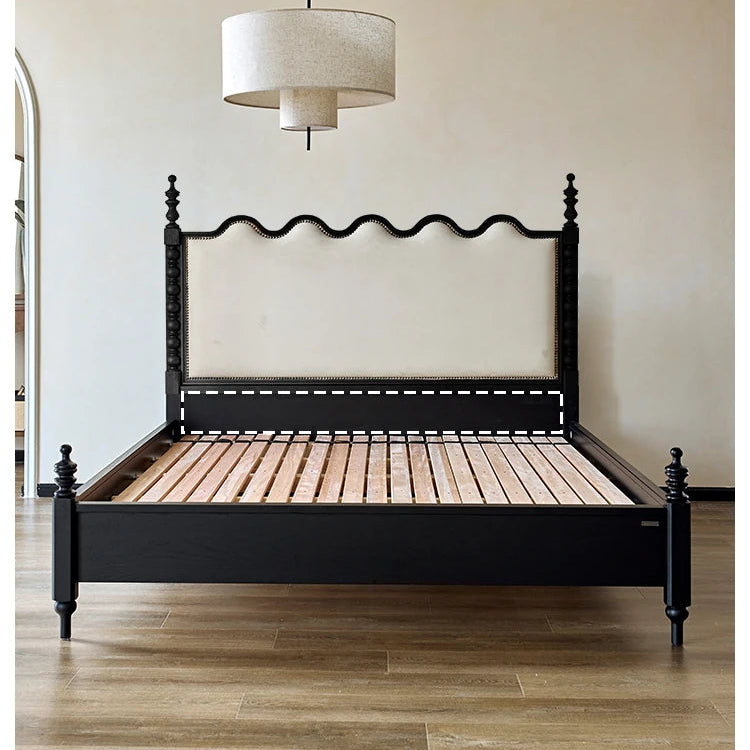 レッドオーク無垢材使用！エレガントなデザインの多層板ベッド - スエード仕上げで快適な睡眠空間を演出！ hsxz-2162