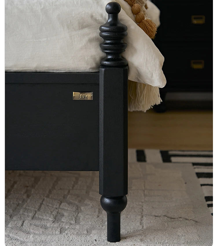 レッドオーク無垢材使用！エレガントなデザインの多層板ベッド - スエード仕上げで快適な睡眠空間を演出！ hsxz-2162