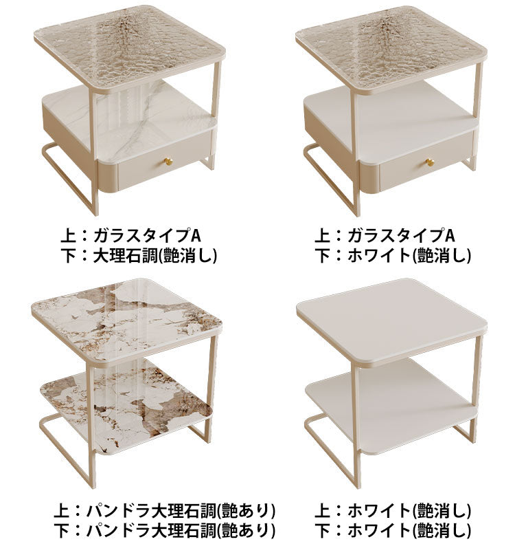 サイドテーブル セラミック天板 ガラス使用 幅55・65cm カラー3タイプ htt-3849