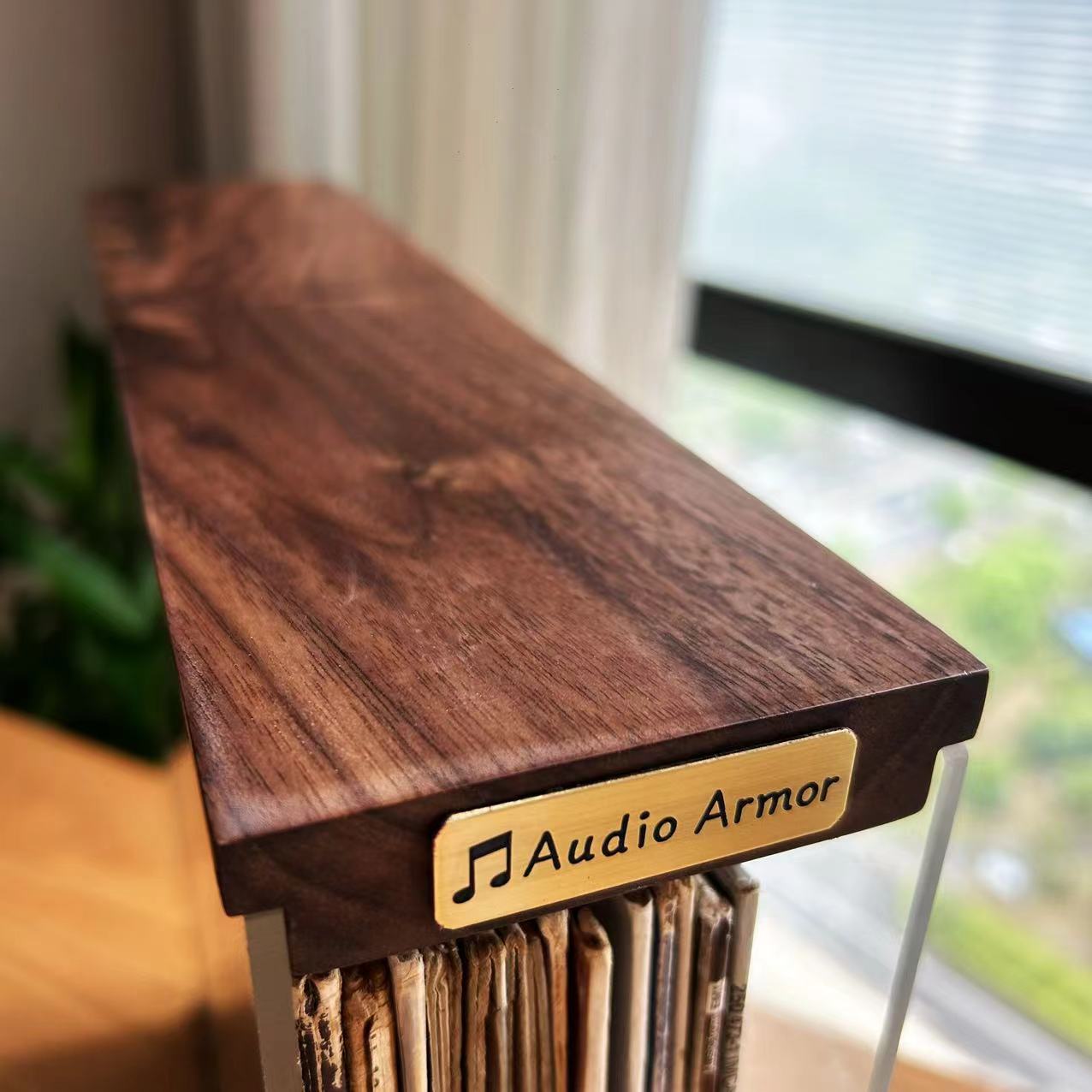 レコード・LPディスプレイ ラック ウォールナット無垢材 htxj-0002