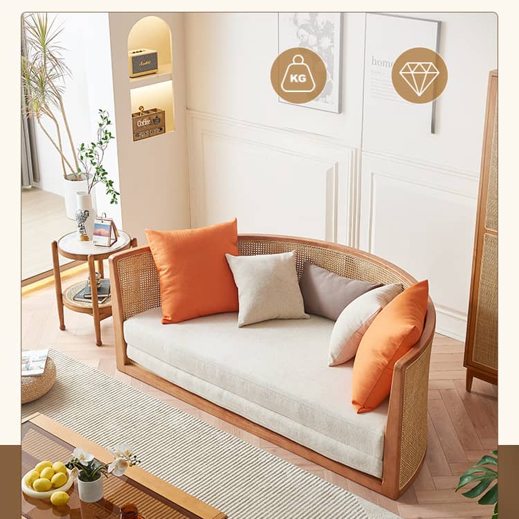 ラタン風ソファセット ベージュクッション付き　引取り限定 ラタン風ソファセット ベージュクッション付き 引取り限定 ラタン風