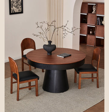 回転式・伸長式 円形ダイニングテーブル｜最大10人対応・アッシュ材使用丸テーブルhxj-0010