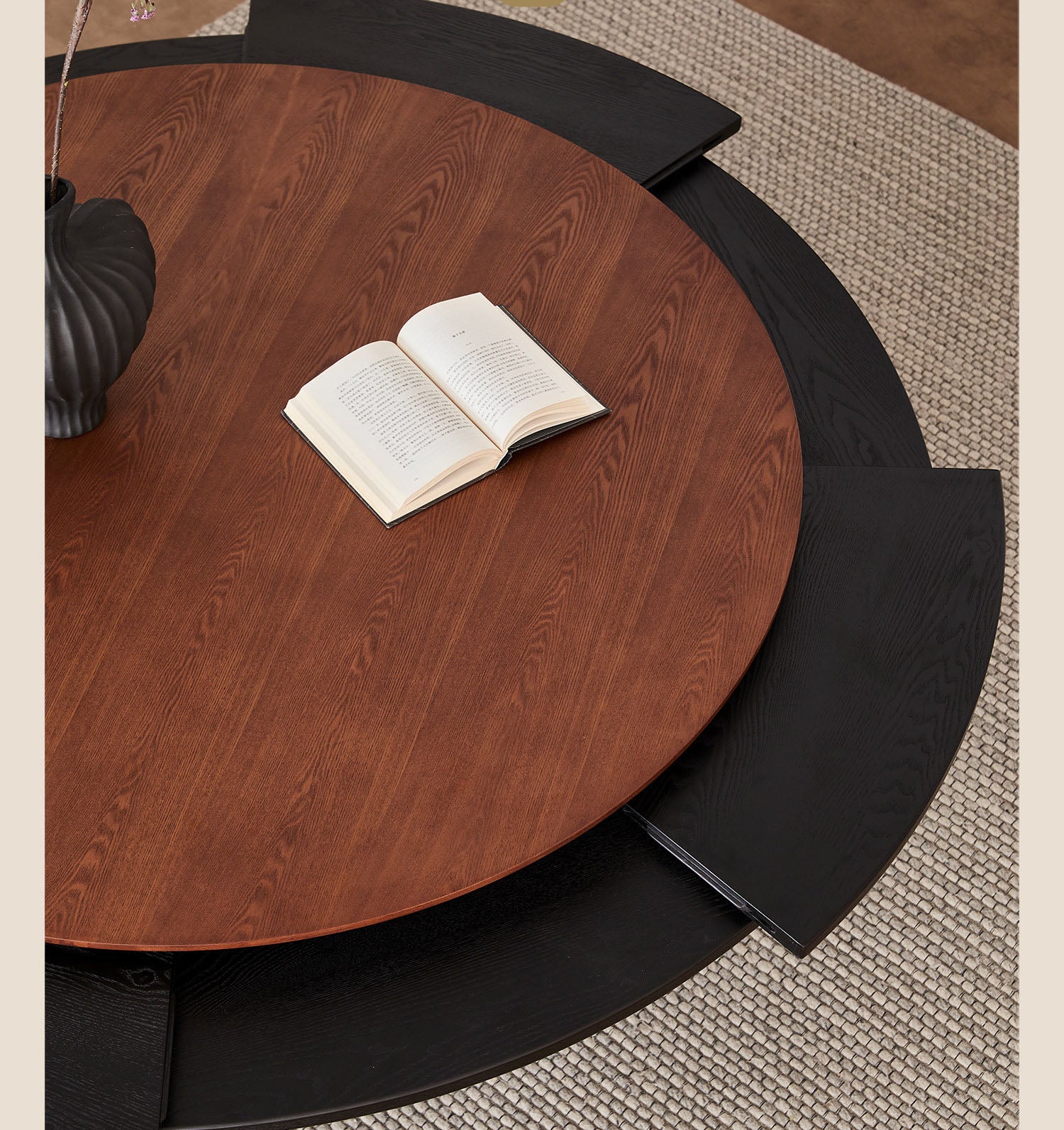 回転式・伸長式 円形ダイニングテーブル｜最大10人対応・アッシュ材