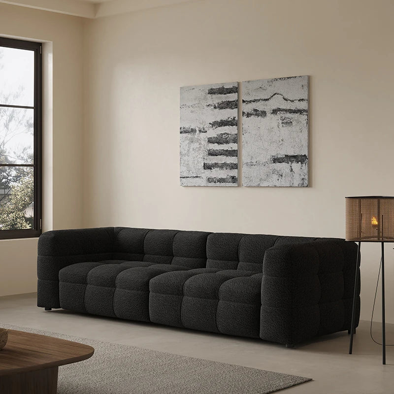 モダンシープボアソファー | ダウン・パイン・オーク素材 | スタイリッシュなリビング空間を演出する最高の座り心地 hxy-5160