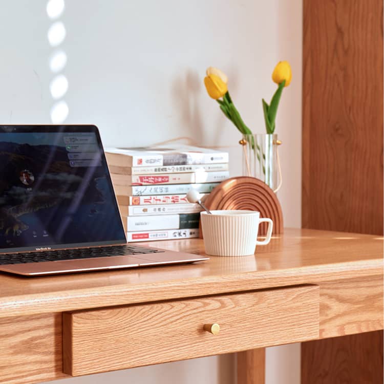 机 デスク レッドオーク & ウォールナット材 hykmq-749