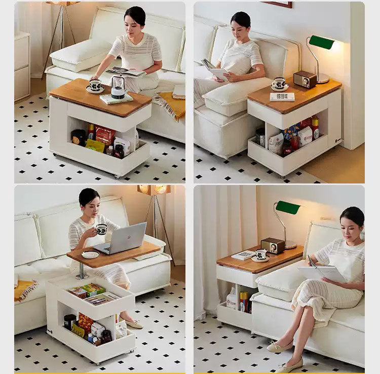 3WAY 昇降式　サイドテーブル 折りたたみ昇降式 ローテーブルダイニングテーブル ワゴンhzzjj-7233