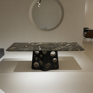 希少石天然大理石テーブル幻の宝石のような天板　高級輸入ホテルライクモダンダイニングテーブル　jrjj-6605