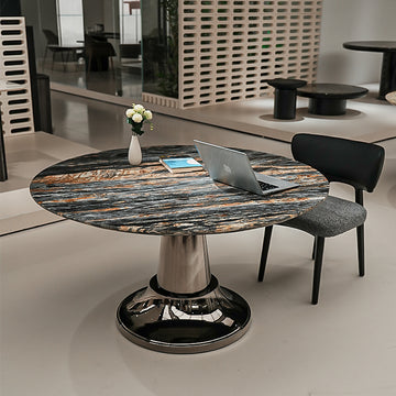 輸入天然大理石丸テーブル　ダイニングテーブル　高級住宅高級家具jrjj-6612