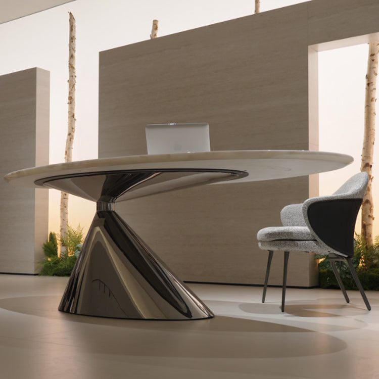 おしゃれな　楕円形天然大理石テーブル　ホテルライク高級輸入家具　jrjj-6622