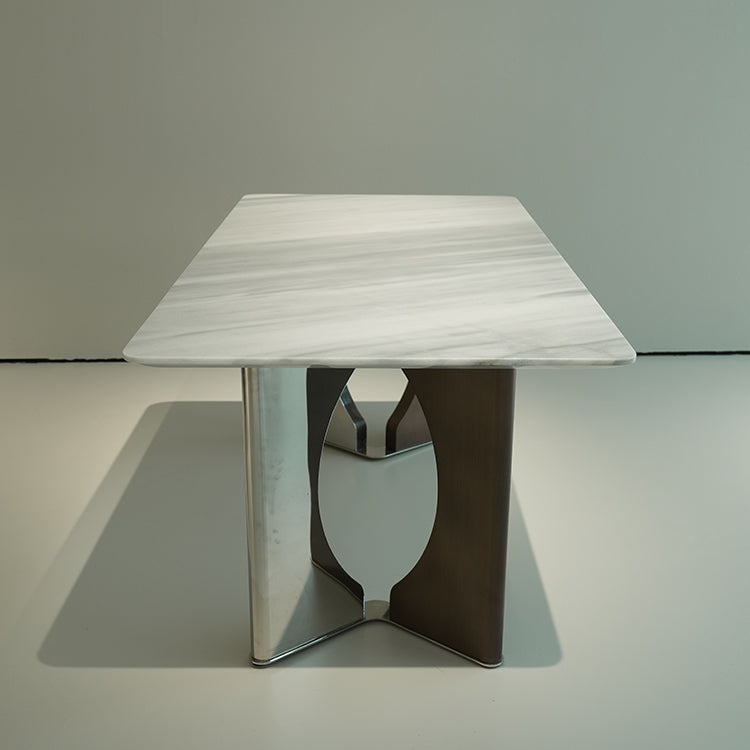 天然大理石 ダイニングテーブル　ステンレス脚フレーム　jrjj-6771