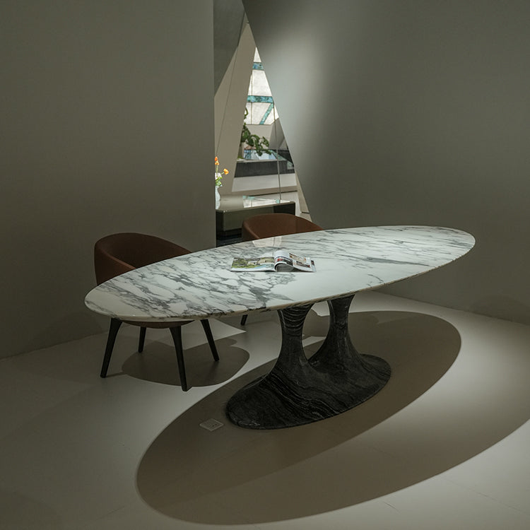 天然大理石テーブル 楕円形 ホテルライク高級輸入家具jrjj-6802