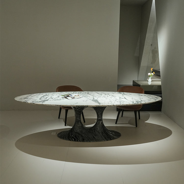 【専用】曲線デザイン 大理石テーブル 新商品】高級大理石模様のセラミック天板が豪華なダイニングテーブル