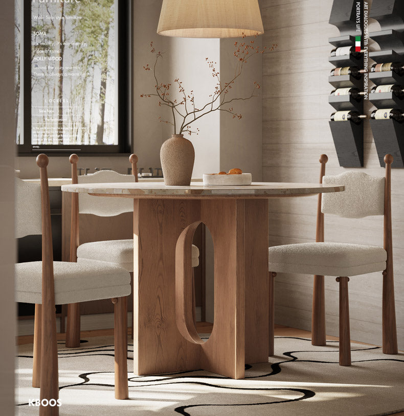 イタリア輸入テラゾー石材 ラウンドテーブル ナチュラル丸テーブルkoboos-020