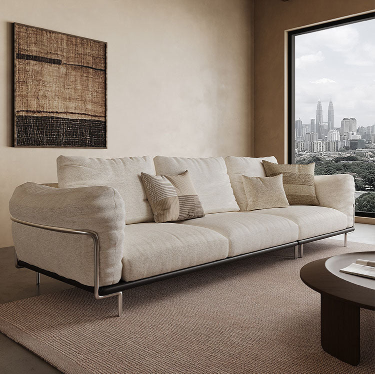 高級ソファ　おしゃれなファブリックソファー　フェザークッション高反発タイプウレタン　les-001