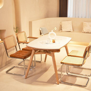 チェア　ラタン素材×合成レザークション　sx-479-xj　ダイニングチェア - BestKagu