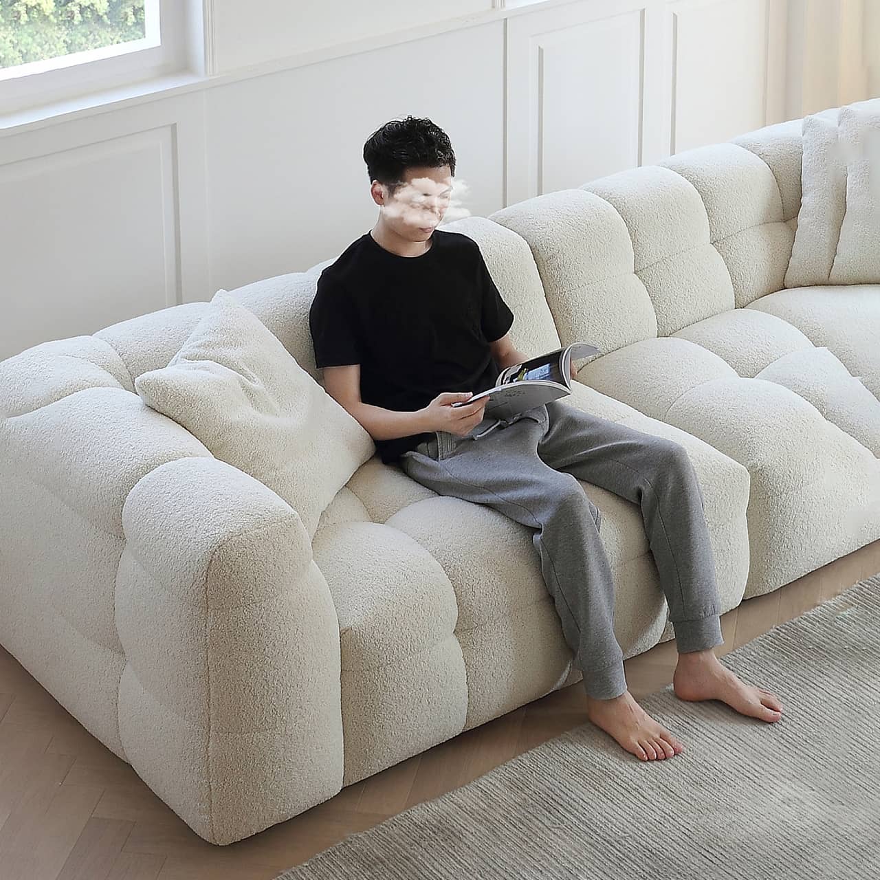 ソファ　シープボアとパイン材使用　ダウンソファー my-343 - BestKagu
