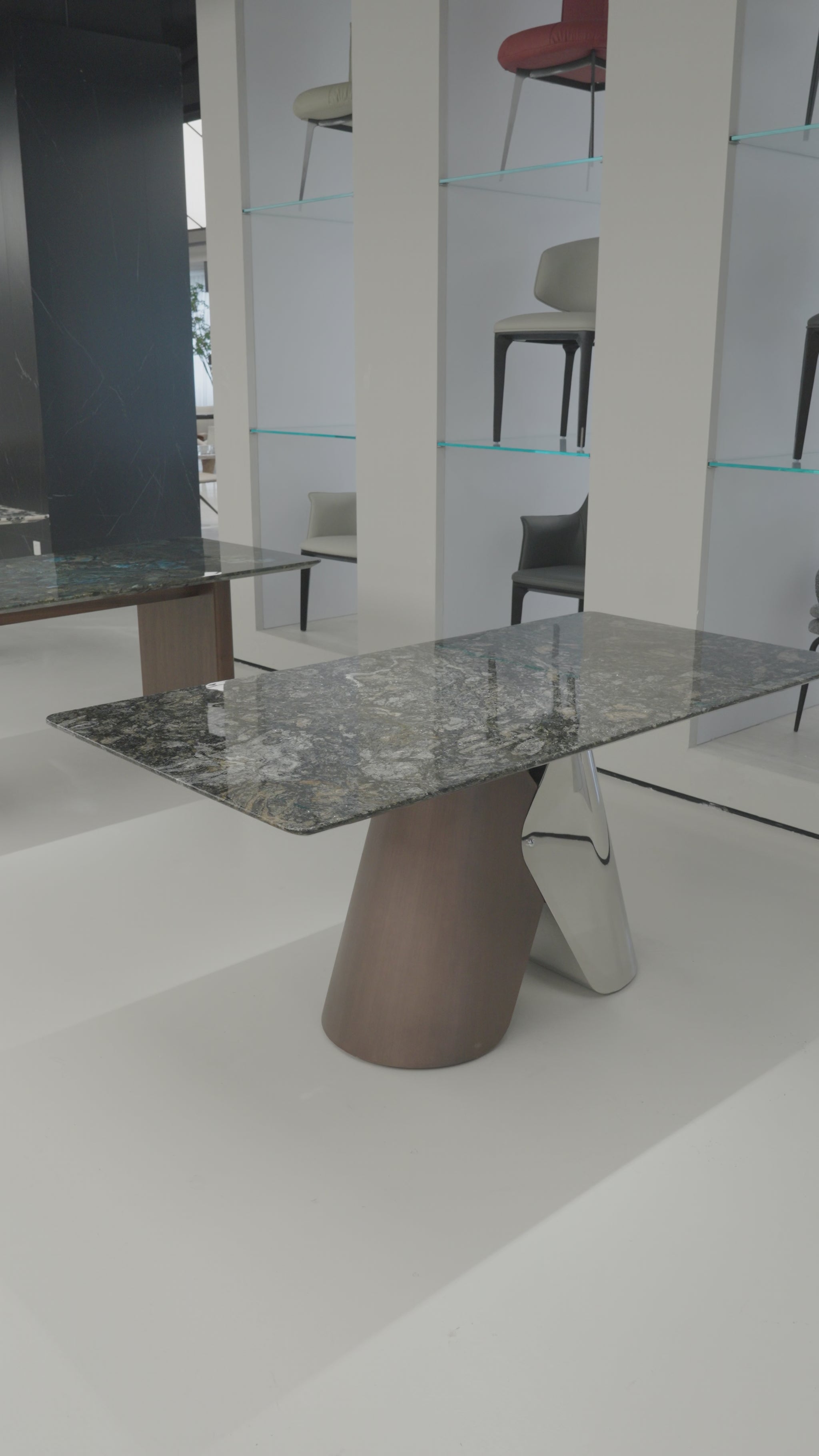 希少然大理石 幅180cm 6人用 長方形 金属脚 ゴールド ラグジュアリー