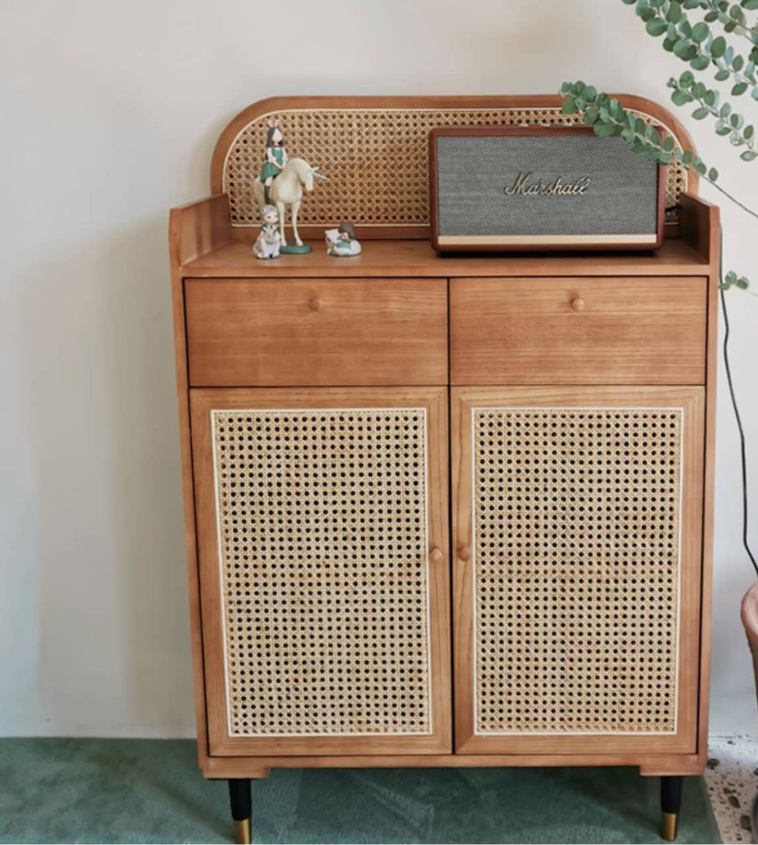 キャビネット 玄関収納　ラタンとアッシュ材使用　 tzm-514