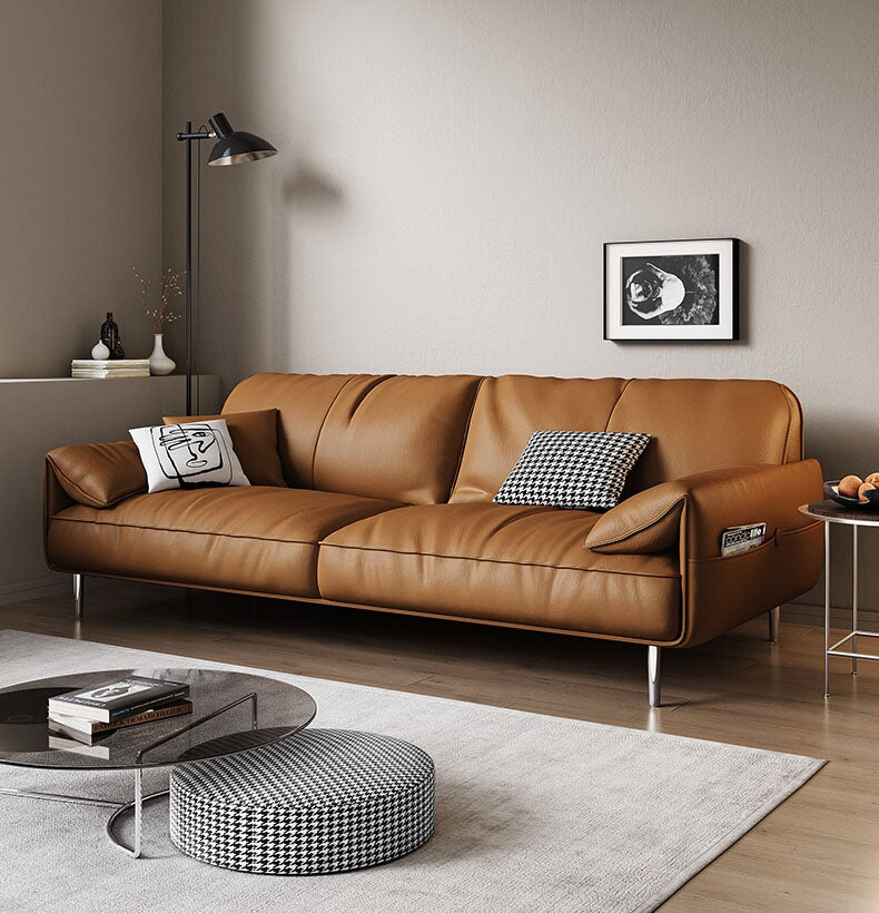 高級本革ソファー 新商品】存在感と高級感たっぷりの本革仕様アームレスカウチソファ