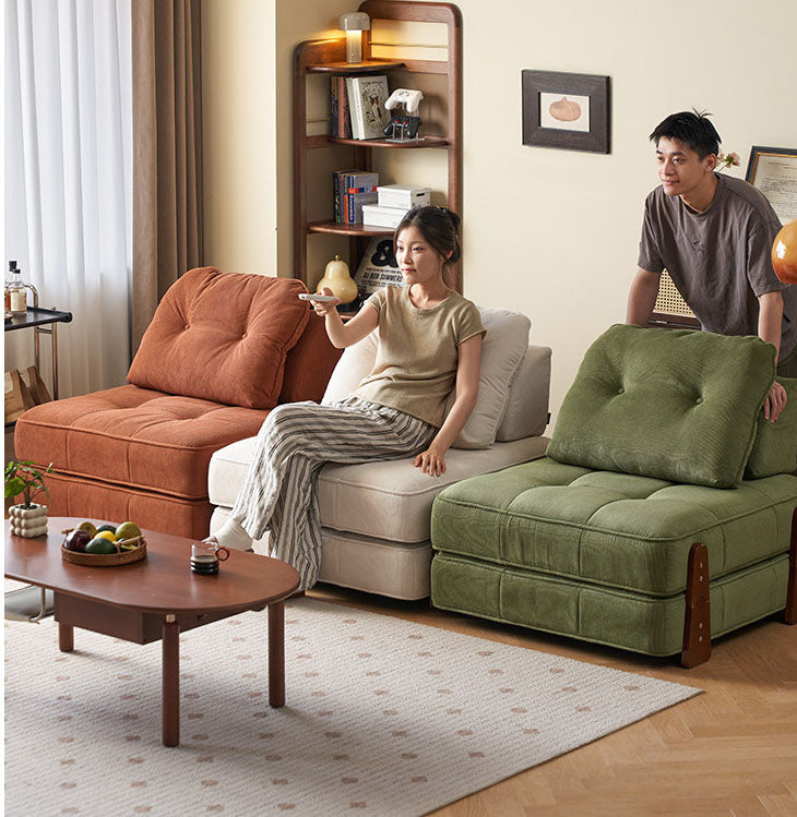 1人掛けソファベッド 折りたたみ組み合わせ自由なコーデュロイ生地張りソファ おしゃれな部屋におすすめ ysys-10025